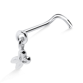 Scissor Shaped Silver Curved Nose Stud NSKB-551